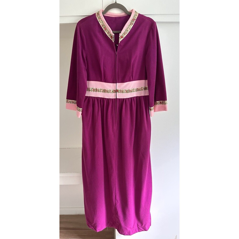 Vintage Deena California Floral Maxi Dress Loungewear Velour
